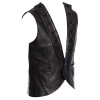 Men Black Leather Vest, Mens Fashion ROCK Steampunk Leather V Neck Vest 